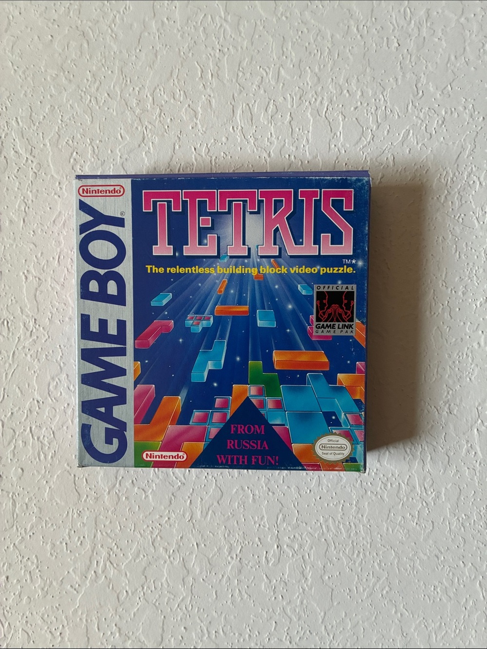 Nintendo Tetris Game Boy Box - Blue with Multicolor Blocks NO GAME